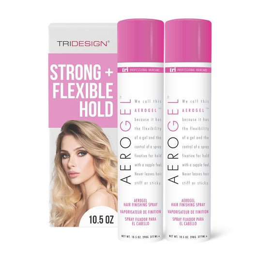 TRIDESIGN Aerogel Hairspray - Strong Hold Hair Finishing Spray for Volumizing & Control, Flexible Styling for All Hair Types, Non-Sticky and Scented