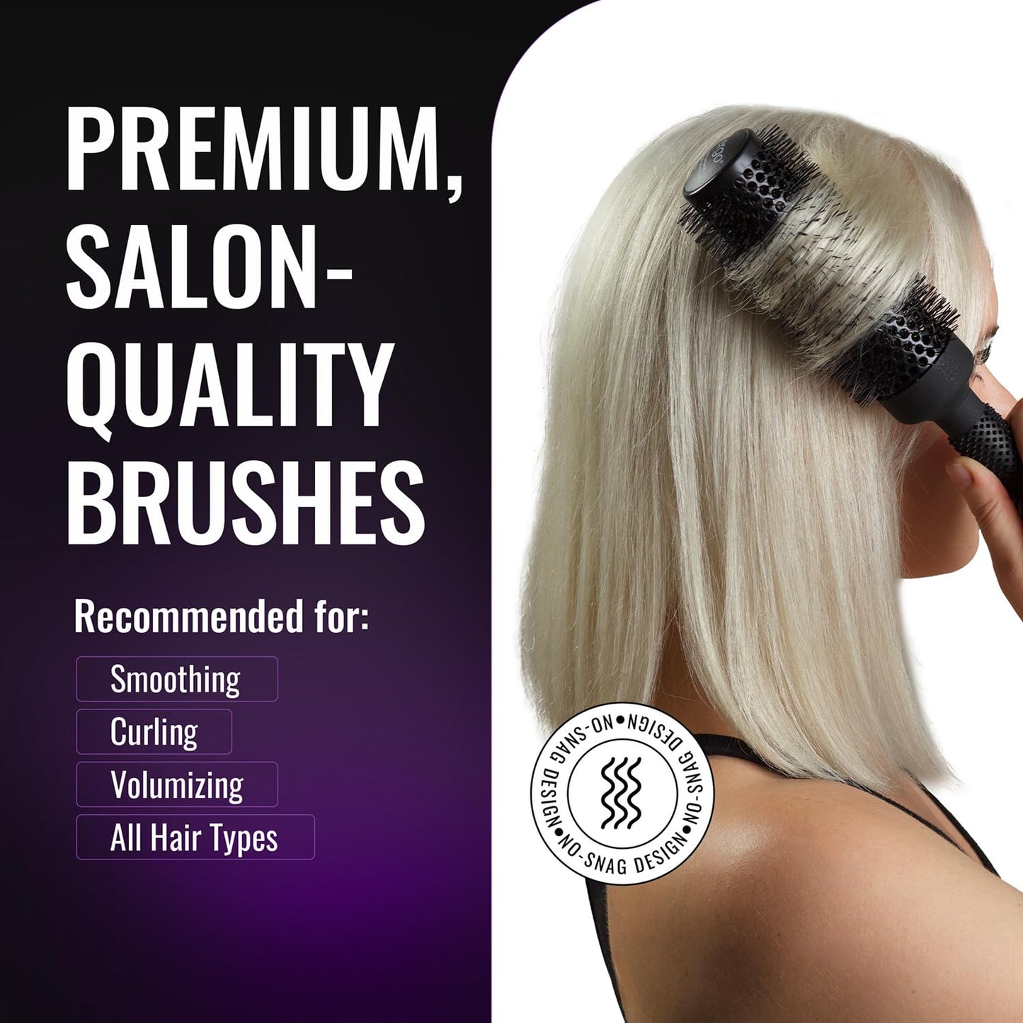 ERGO Ceramic Ionic Round Brush for Blow Out - Salon Quality Hair Brushes for Women - Roller Brush for Blow Drying, Wet and Dry Hair Styling
