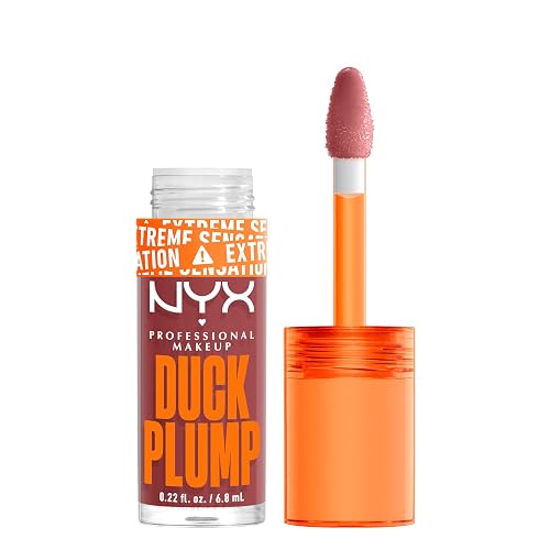 NYX PROFESSIONAL MAKEUP Duck Plump High Pigment Plumping Lip Gloss with Spicy Ginger, Vegan Lip Makeup - Pick Me Pink (Soft Rose Pink)