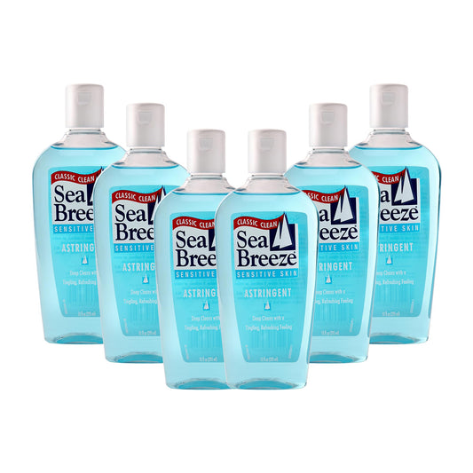 Sea Breeze Astringent Sensitive Skin - Facial Cleanser with Natural Oils for Deep Pore Cleansing and Acne Control - Refreshing Face Cleanser - 6 pc