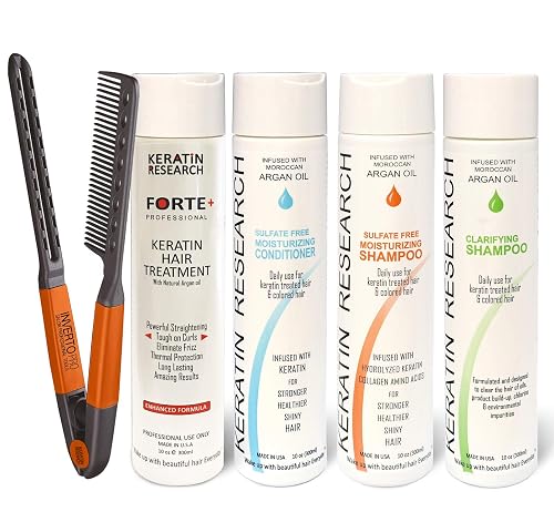 KERATIN FORTE Extra Strength Brazilian Keratin Hair Treatment Professional 300ml Set Including Moisturizing Shampoo, Moisturizing Conditioner