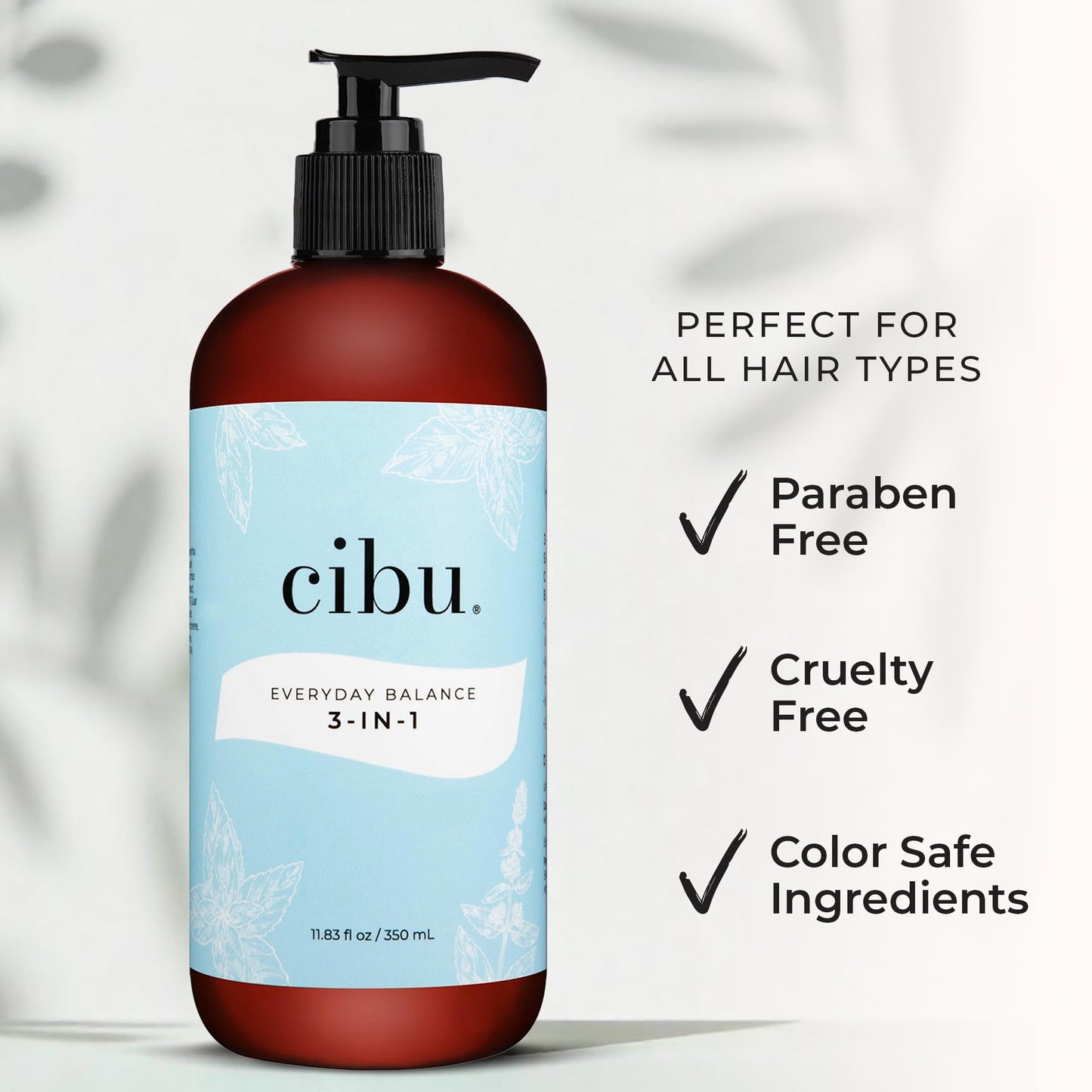 CIBU Shampoo, Conditioner & Body Wash 30021, 11.83 fl oz (350 ml), Sulfate-Free, Fresh Scent, For All Skin & Hair Types, Men/Women Hair, Body, Face