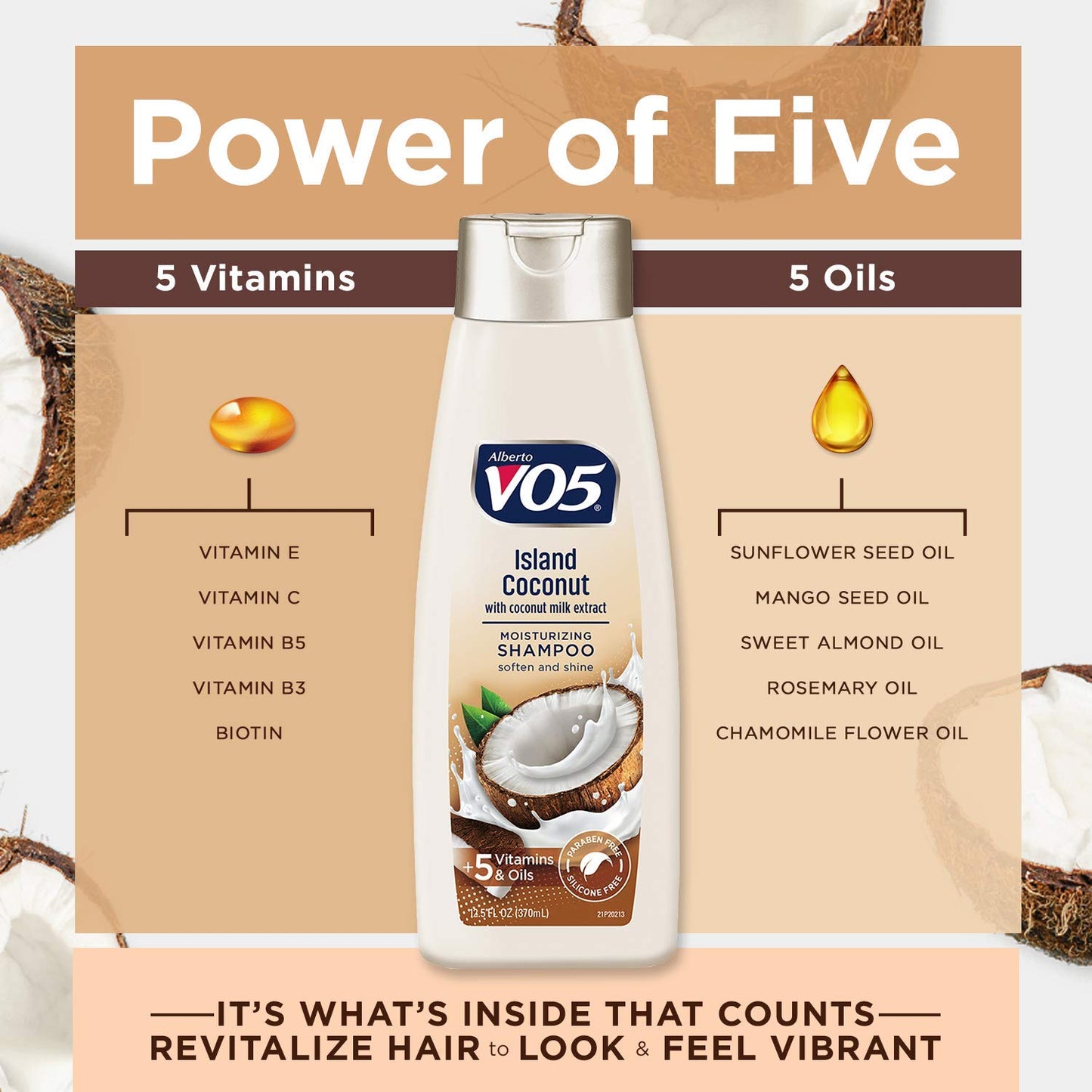 VO5 Moisturizing Shampoo - 12.5 Fl Oz - Island Coconut Leaves Hair Looking Vibrant and Beautiful