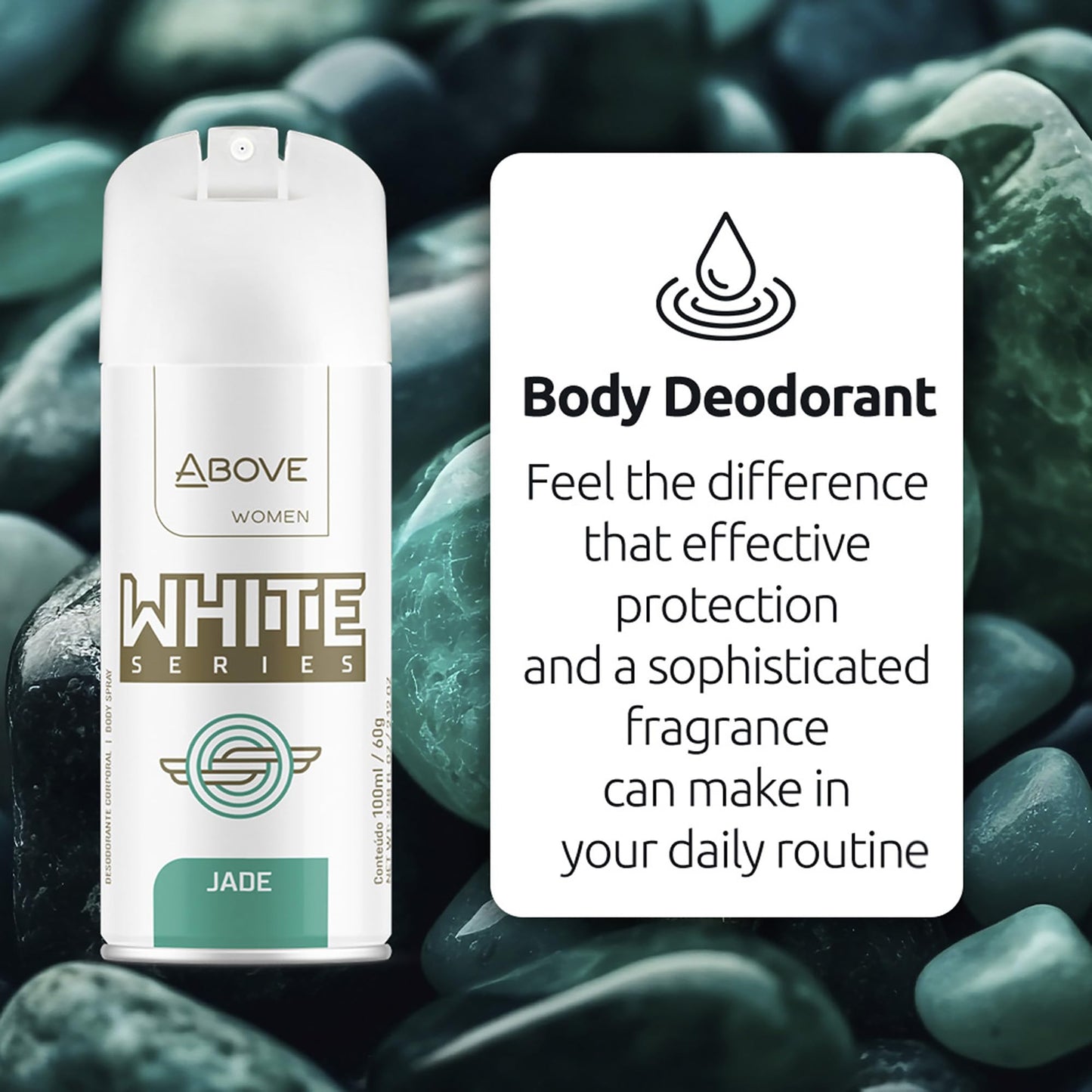 ABOVE White Series Body Spray, Jade, 2.12 oz - Deodorant Spray - Masks Perspiration Odors - Long-Lasting Dry Spray - Paraben-Free - Cruelty-Free Beauty and Personal Care ABOVE