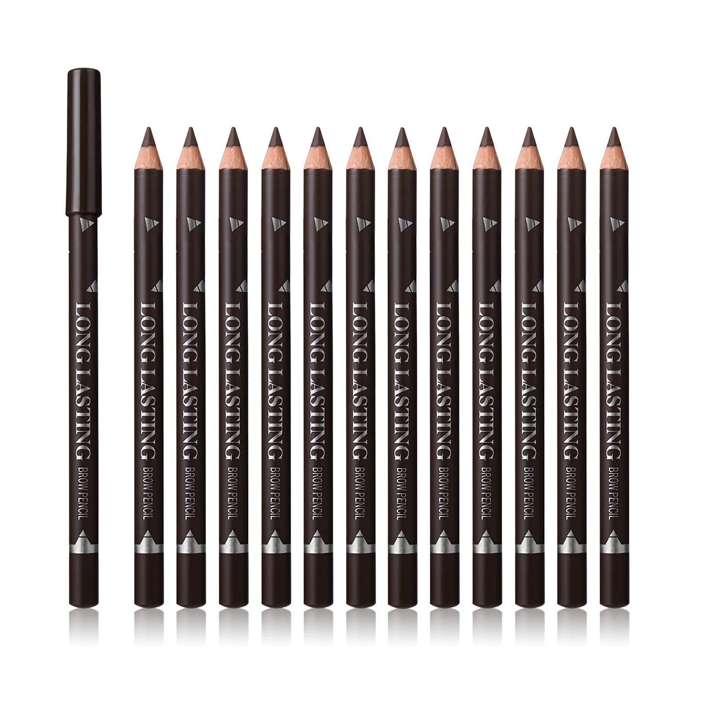 SUMEITANG 12 Pcs Dark Brown Eyebrow Pencil Eyeliner Makeup?Soft Textured?Easy to Color?Waterproof?Long Lasting Eyebrow Tint Pen for Fills in Sparse