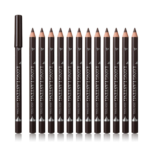 SUMEITANG 12 Pcs Dark Brown Eyebrow Pencil Eyeliner Makeup?Soft Textured?Easy to Color?Waterproof?Long Lasting Eyebrow Tint Pen for Fills in Sparse