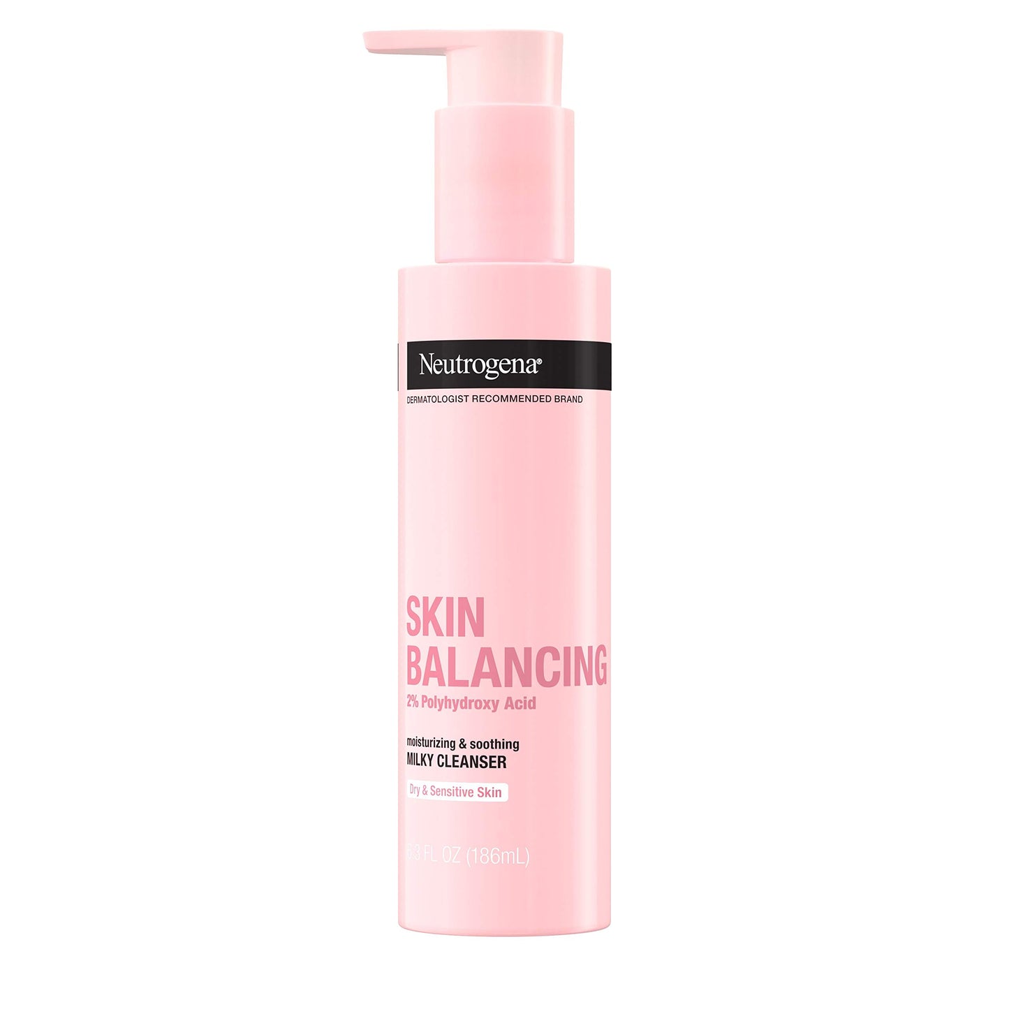 Neutrogena Skin Balancing Milky Cleanser with 2% Polyhydroxy Acid (PHA), Soothing & Moisturizing Face Wash for Dry & Sensitive Skin, Paraben-Free