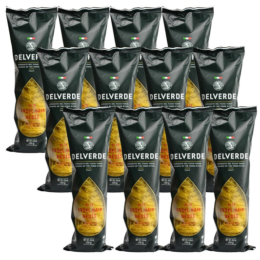 Delverde Artisan Made Angel Hair Nests with Spring Water Certified Kosher 8.8oz 12 pack