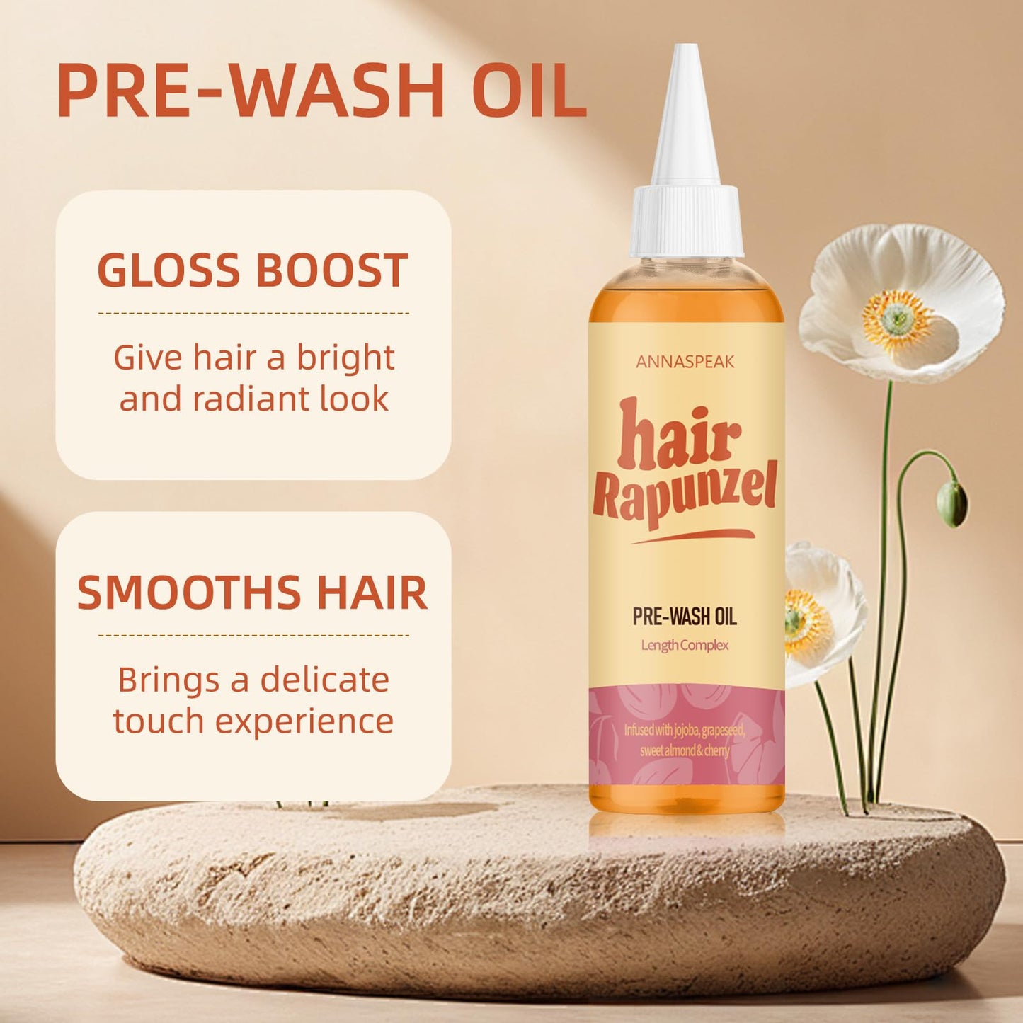 ANNASPEAK Rapunzel, Pink Grapefruit, Jojoba, Sweet Almond, Cherry, for All Hair Types (100ml)