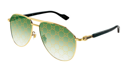Gucci GG1220S 004 Gold/Green Pilot Men's Sunglasses