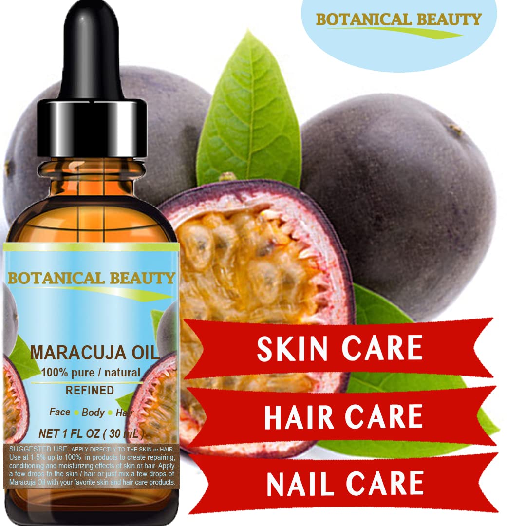 Botanical Beauty MARACUJA OIL 100% Pure Natural Cold Pressed Undiluted for Face, Skin, Hair, Body, Lip, Nails 1 Fl Oz - 30 ml Rich in Vitamin C