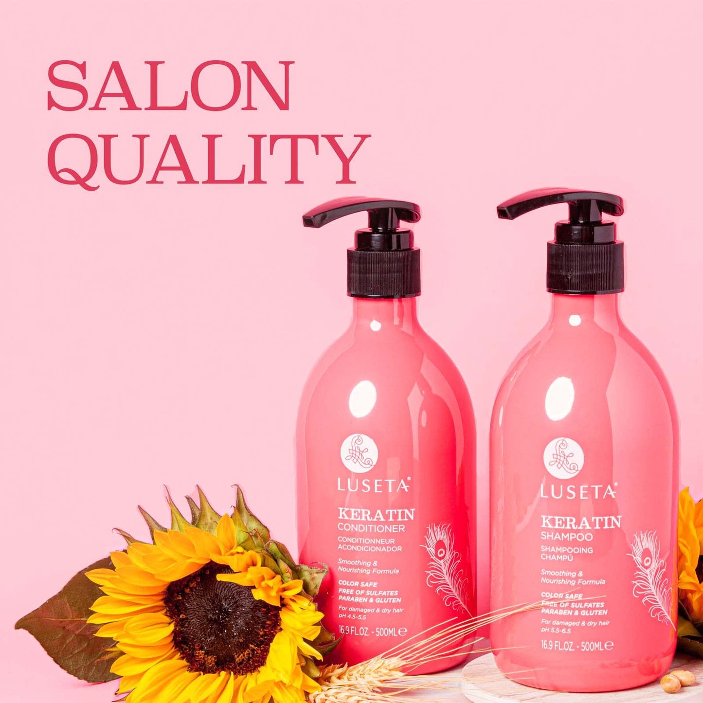 Luseta Keratin Shampoo and Conditioner for Color Treated Damaged & Dry Hair, Keratin Hair Treatment for Smoothing, Nourishing & Strengthening, Color
