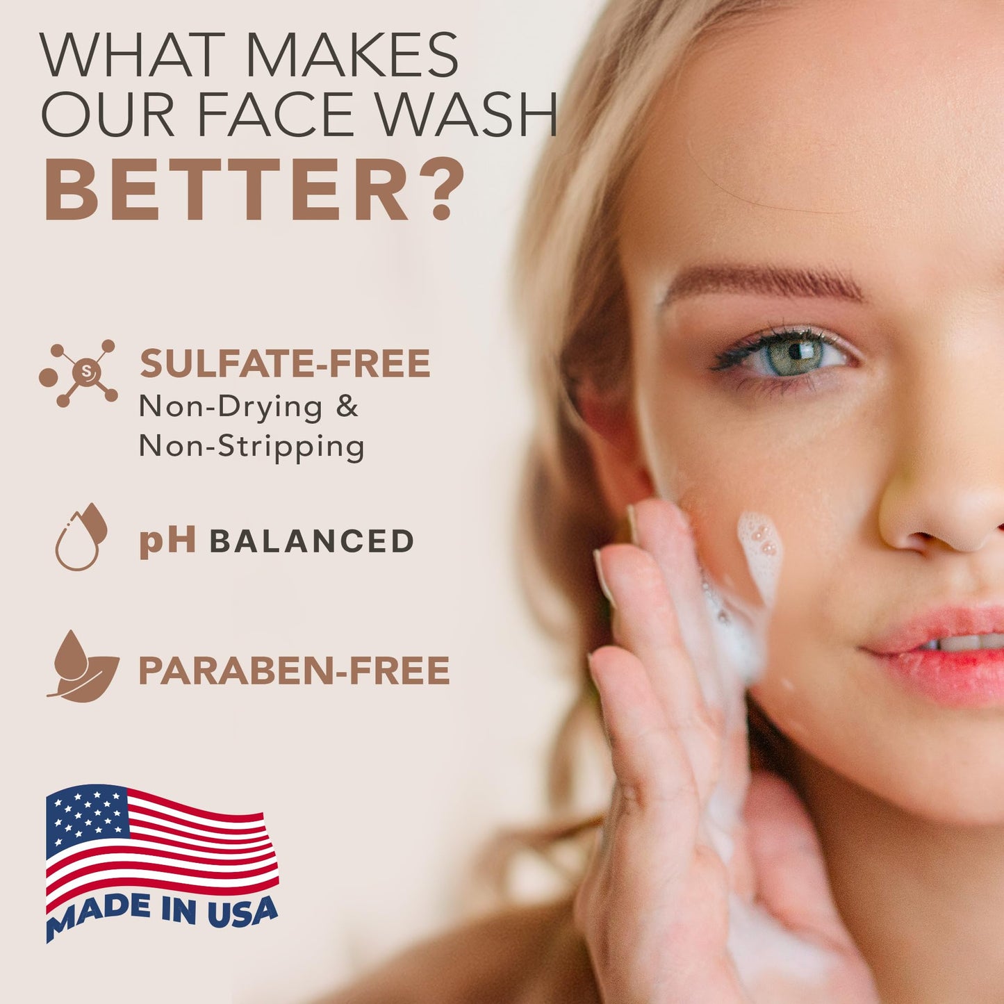Beauty by Earth Clean Face Wash - USA Made with Organic & Natural Ingredients, Non-Toxic Facial Cleanser
