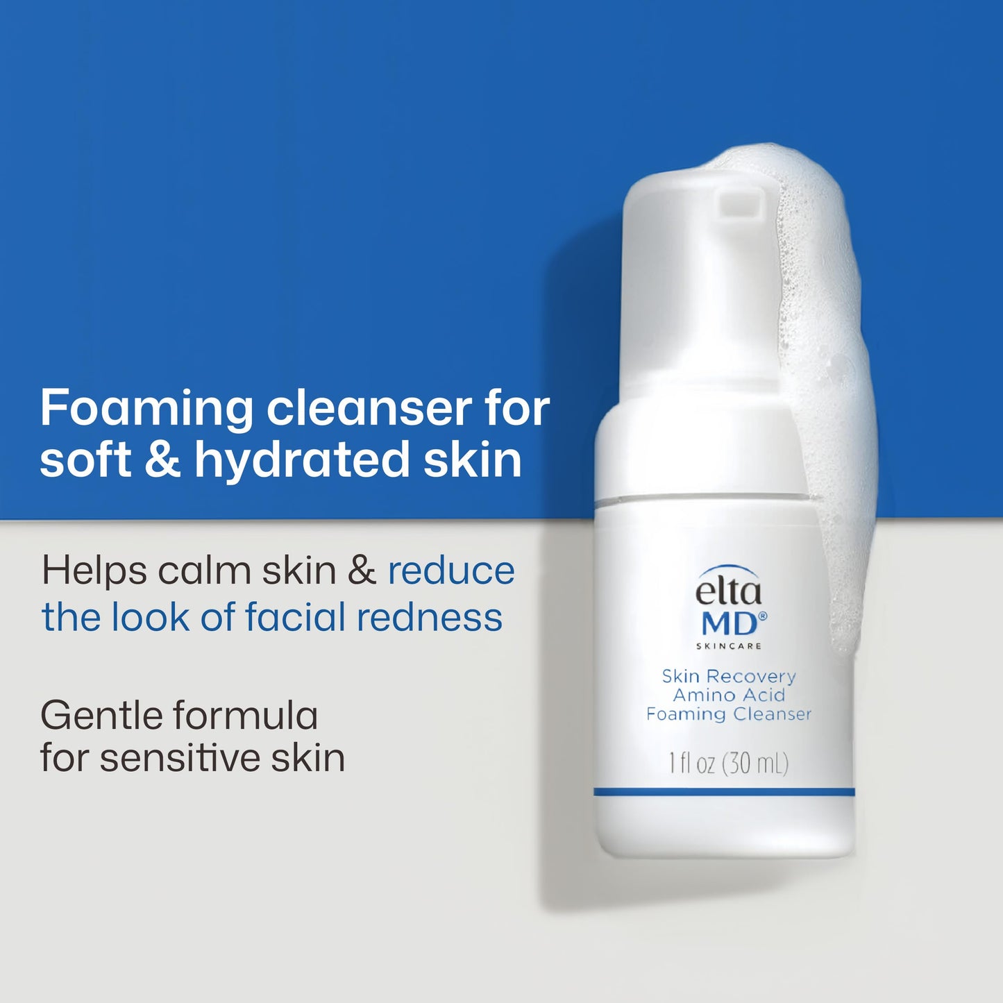 EltaMD Skin Recovery Amino Acid Foaming Facial Cleanser, Gentle Face Cleanser for Sensitive Skin, 1.0 Fl Oz