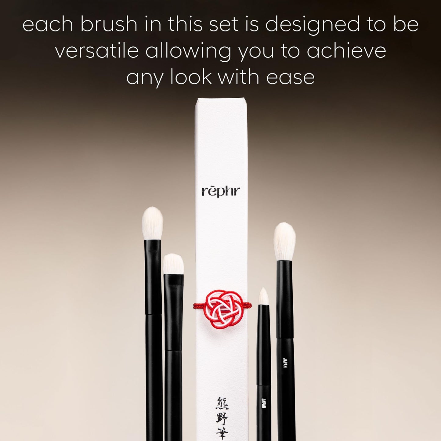 rephr The Core Eye Set - 4 Handmade Japanese Makeup Brushes with Natural Goat Hair | Essential Eye Brush Set for Blending, Shading, Crease & Detail |