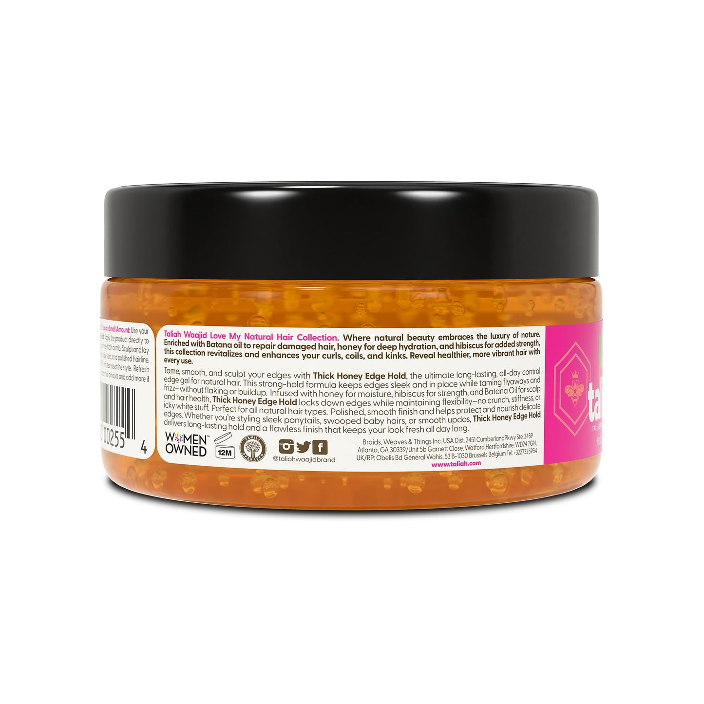 Taliah Waajid Love My Natural Hair Thick Honey Edge Hold 8oz - Extra Hold Edge Control with Honey - Non-Flaking, Moisturizing, Long-Lasting Hold