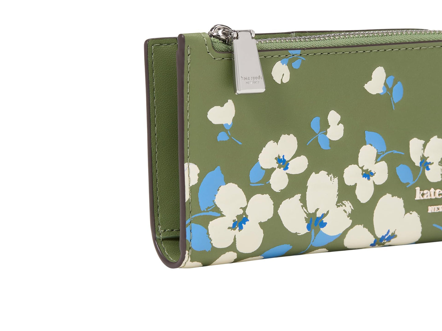 kate spade new york Devin Painterly Bouquet Embossed Smooth Leather Small Slim Bifold Wallet