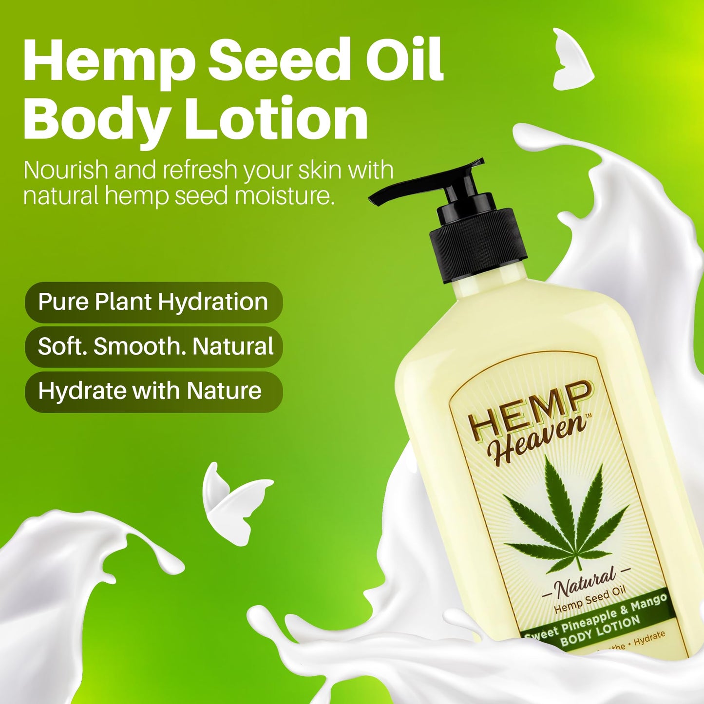 Hemp Heaven Hemp Lotion - Natural Hemp Seed Oil, Paraben-Free, 18 oz, Made in USA, Nourishing for Men & Women, EWG Verified, Anti-Aging (Sweet