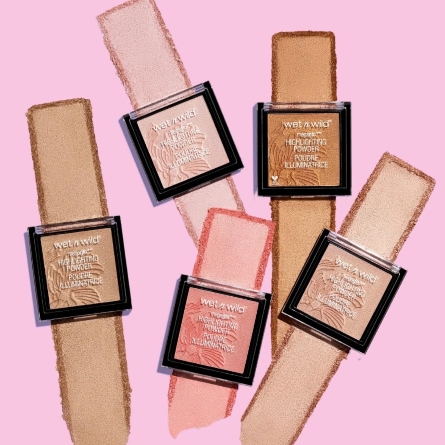 wet n wild MegaGlo Highlighting Powder, Highlighter Makeup, Shimmer Glow, Pink Rose Gold Bloom Time