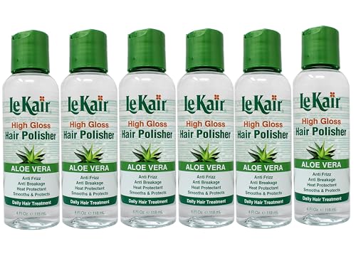 LeKair High Gloss Hair Polisher with Aloe Vera, Anti Frizz, Anti Breakage, Heat Protectant, Smooths & Protects Daily Hair Treatment 4 fl. Oz - 6 Pack