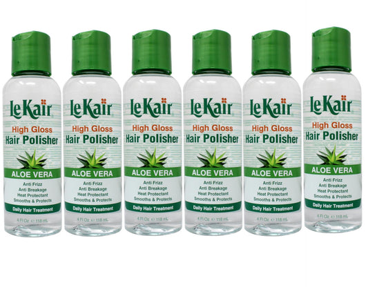 LeKair High Gloss Hair Polisher with Aloe Vera, Anti Frizz, Anti Breakage, Heat Protectant, Smooths & Protects Daily Hair Treatment 4 fl. Oz - 6 Pack
