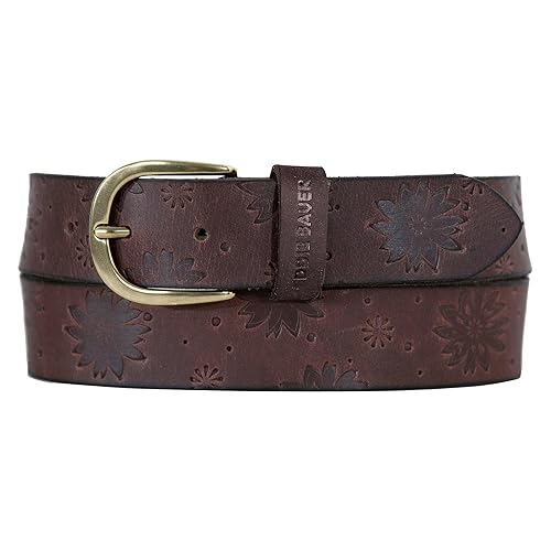 Eddie Bauer Women's Casual Leather Belts with Durable Metal Buckle, Floral Tooled - Brown, Medium