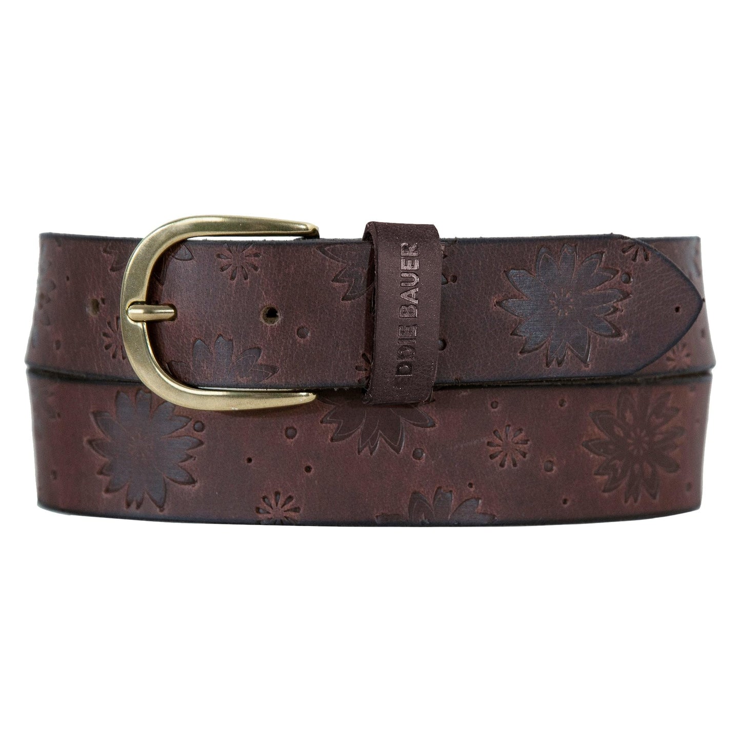 Eddie Bauer Women's Casual Leather Belts with Durable Metal Buckle, Floral Tooled - Brown, Medium