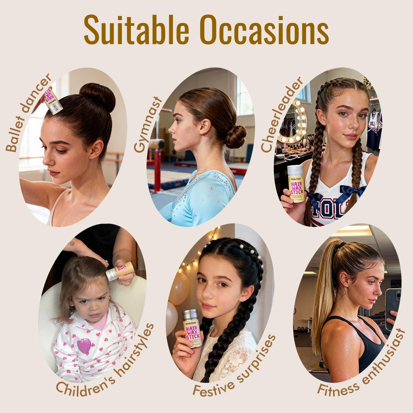 Dolahair Hair Wax Stick for Flyaways, Smoothing, and Slick Back - Hair Pomade for Women and Kids (2 Pack)