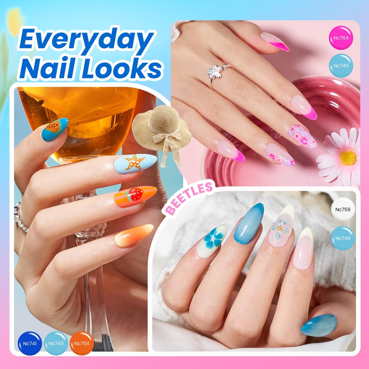 Beetles Deal Box Gel Nail Polish Kit with U V Light - 32 Colors Studio Essentials Gel Polish 68 Pcs Nail Kit with TPO & HEMA Free Base Coat Cat Eye Beauty and Personal Care beetles Gel Polish