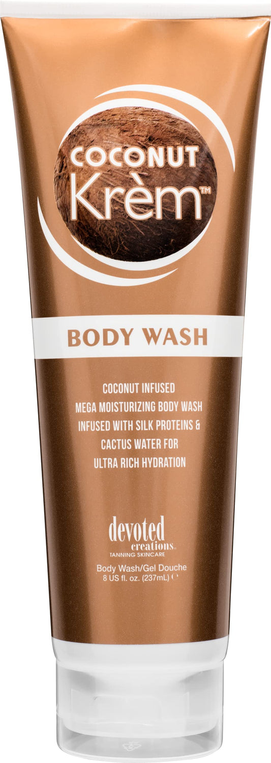 Devoted Creations Coconut Krem Body Wash - Coconut Infused Mega Moisturizing Body Wash with Silk Proteins and Cactus Water for Ultra Rich Hydration