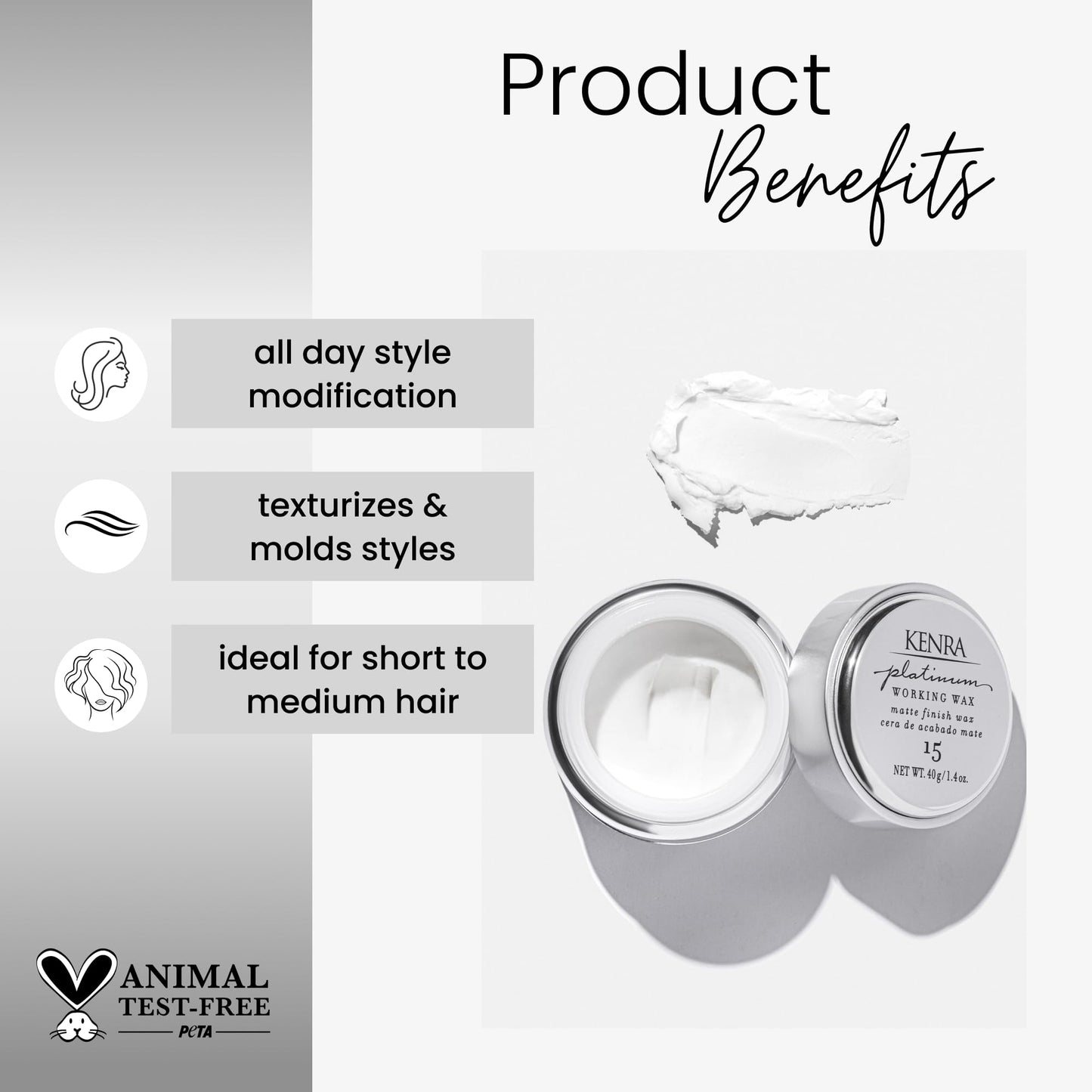 Kenra Professional Platinum Working Wax 15 | Matte Finish Styler | Provides Medium, Flexible Hold | Non-Greasy | Crème-Based Formula To Texturize