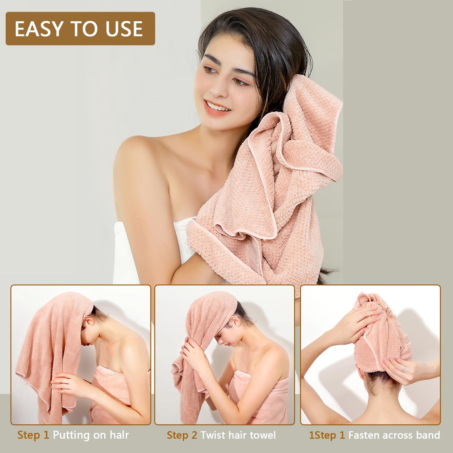Laojbaba Microfiber Hair Towel Quick Dry Hair Towel Hair Drying Towels Suitable for All Kinds of Hair Ultra Absorbent Long and Thick Hair 20X40inch Beauty and Personal Care Laojbaba