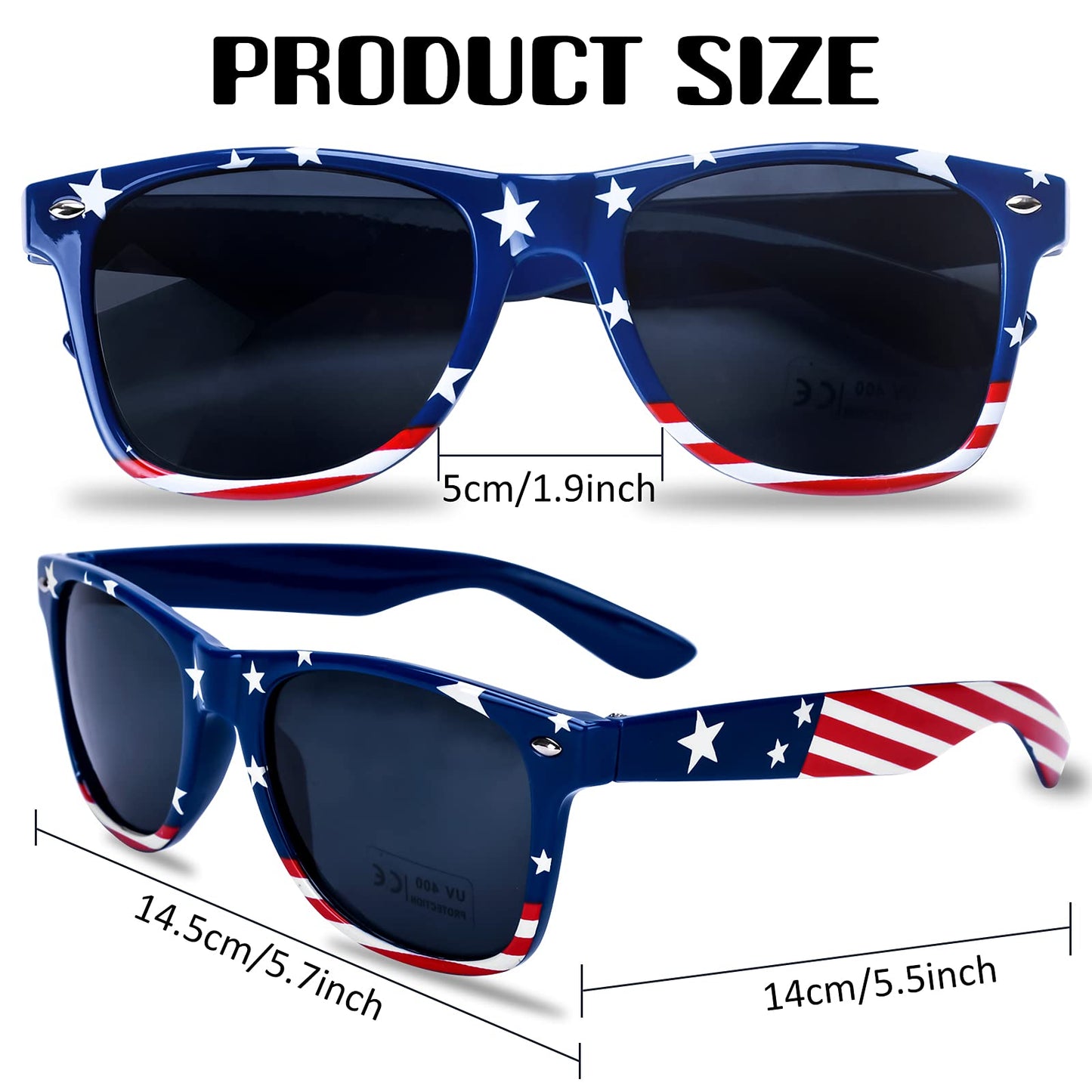 Donse 3 Pairs American Flag Sunglasses, 4th of July Decorations Frame Sunglasses for Women Men Teens, Patriotic Party Favors Supplies Independence