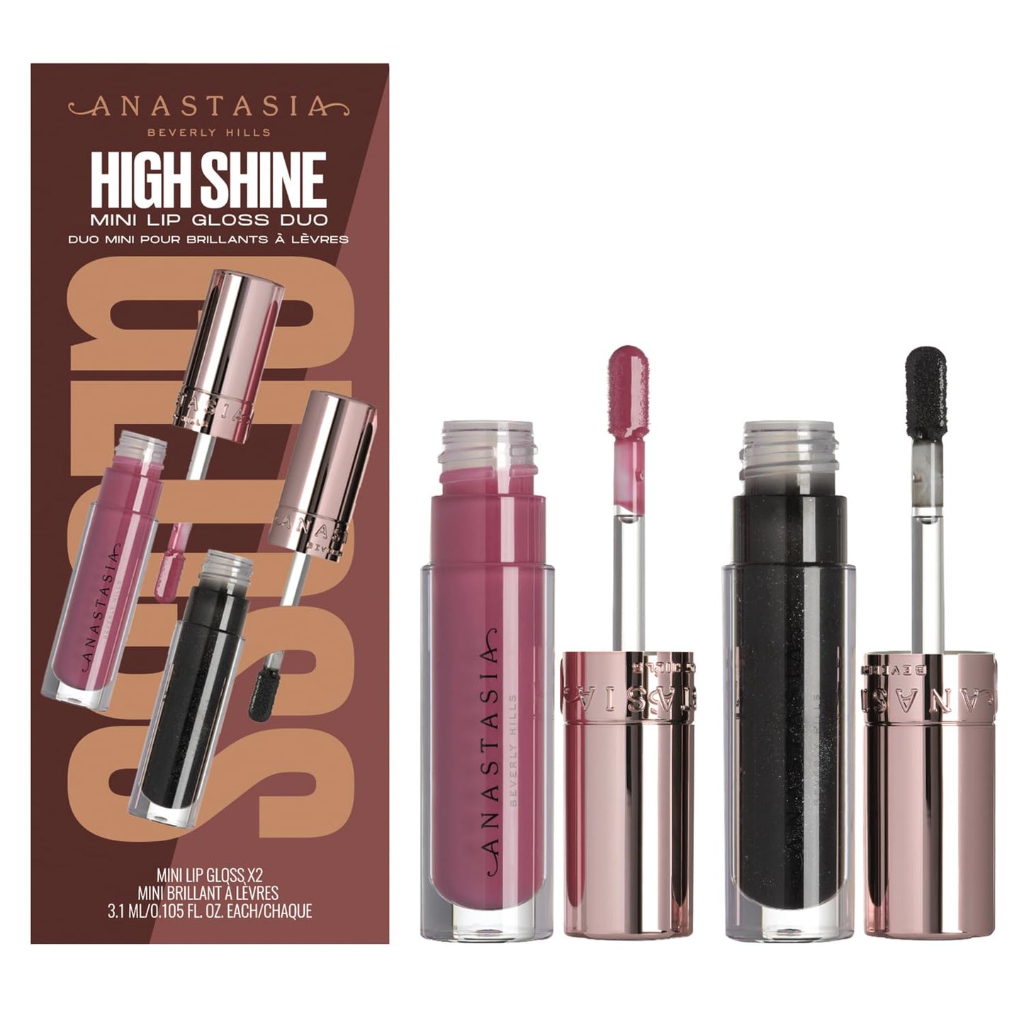 Anastasia Beverly Hills Mini Lip Gloss Duo - High-Pigment Scented Lip Lacquer Set for Volumized, Shimmering, and Luminous Lips - Pulse + Phantom