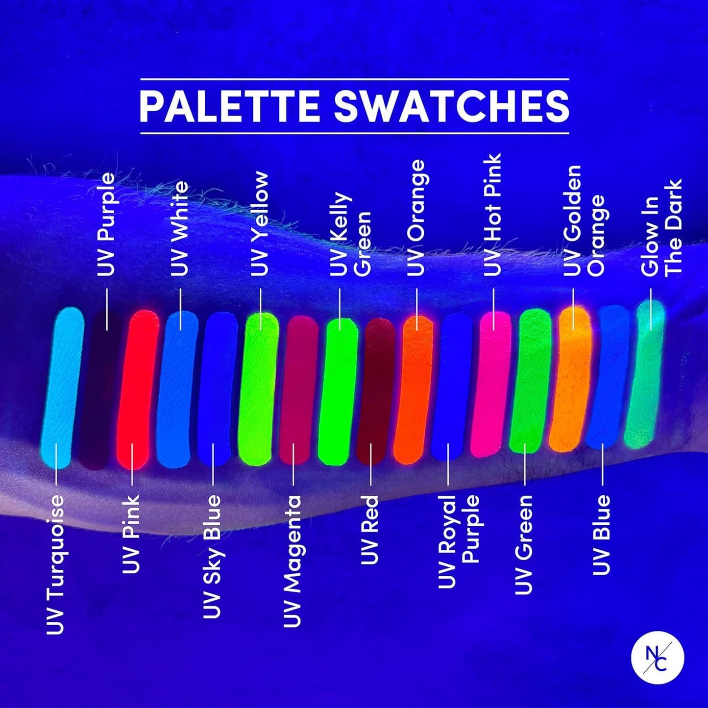 Narrative Cosmetics UV Fluorescent Alcohol Airbrush Paints - 2 fl oz, Glow Effect, Waterproof, Sweatproof, Highly Pigmented Liquid Makeup