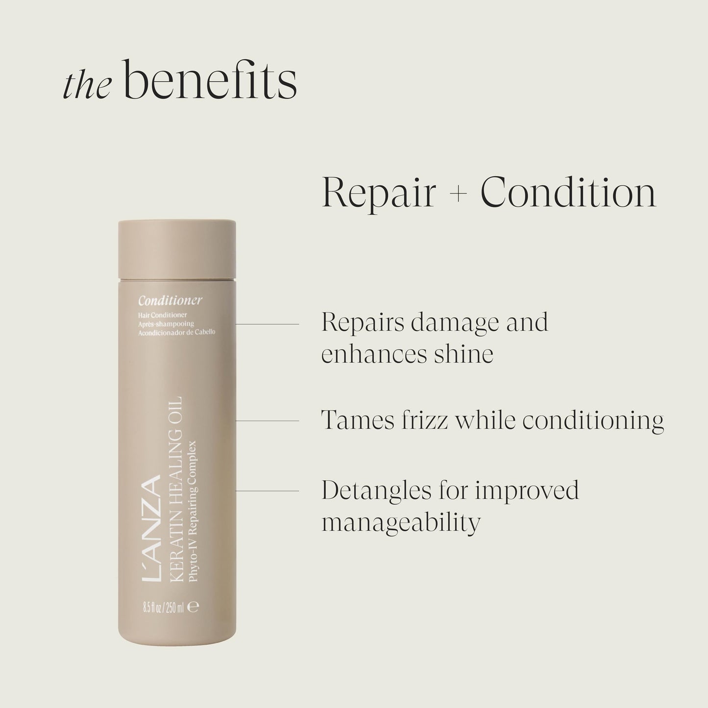 L'ANZA Keratin Healing Oil Hair Treatment, Shampoo & Conditioner Set, for Dry Damaged Locks, Moisturizing, Detangles, Reduces Breakage, Adds Shine