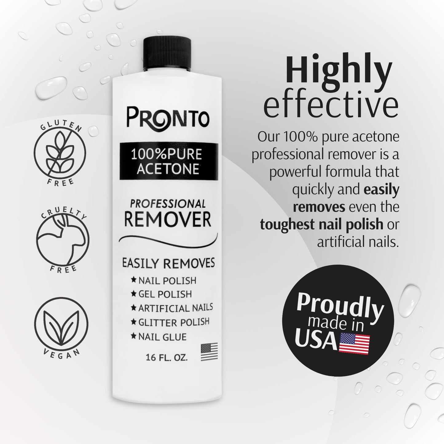 Pronto 100% Acetone Nail Polish Remover - Gel Polish Remover for Nails | Acetone Nail Polish Remover & Remover For Nails, Glue, Gel, Acrylic & Dip | Beauty and Personal Care Pronto