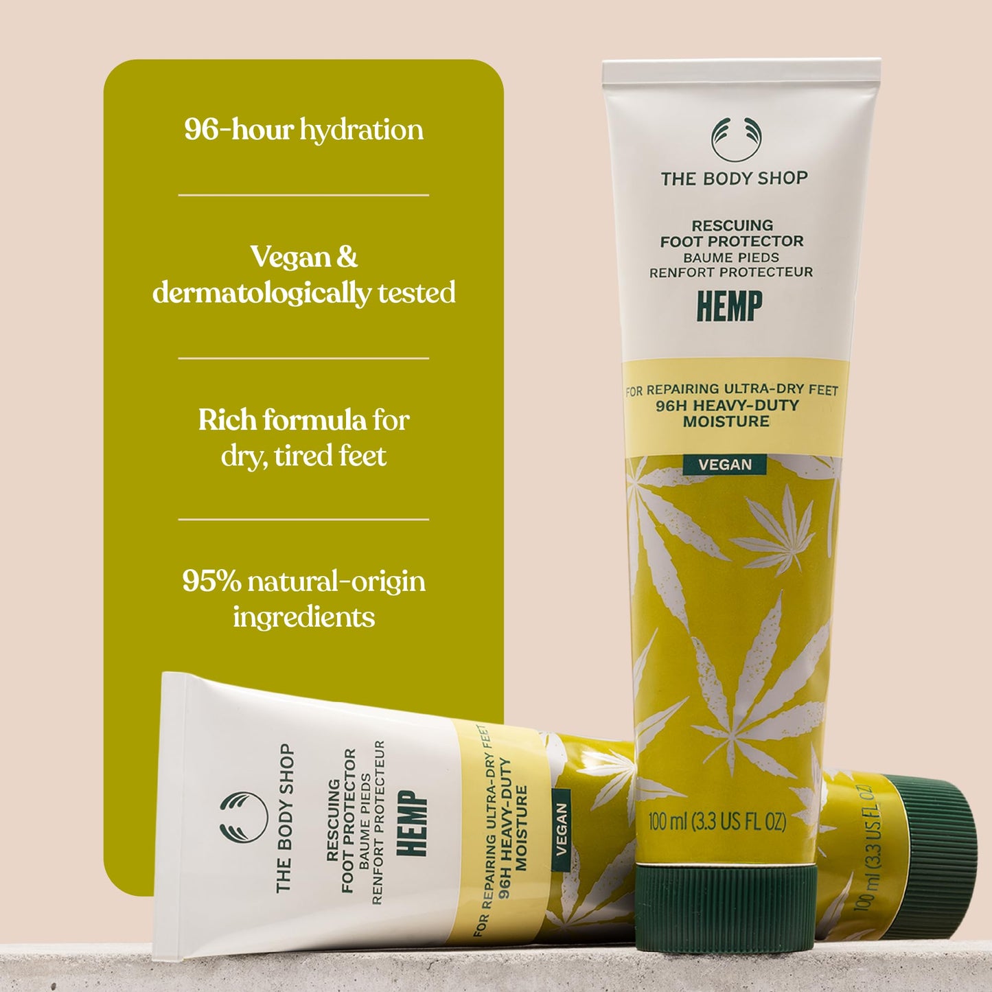 The Body Shop Hemp Foot Protector - Protecting & Hydrating Care for Ultra Dry Feet - 3.5 oz