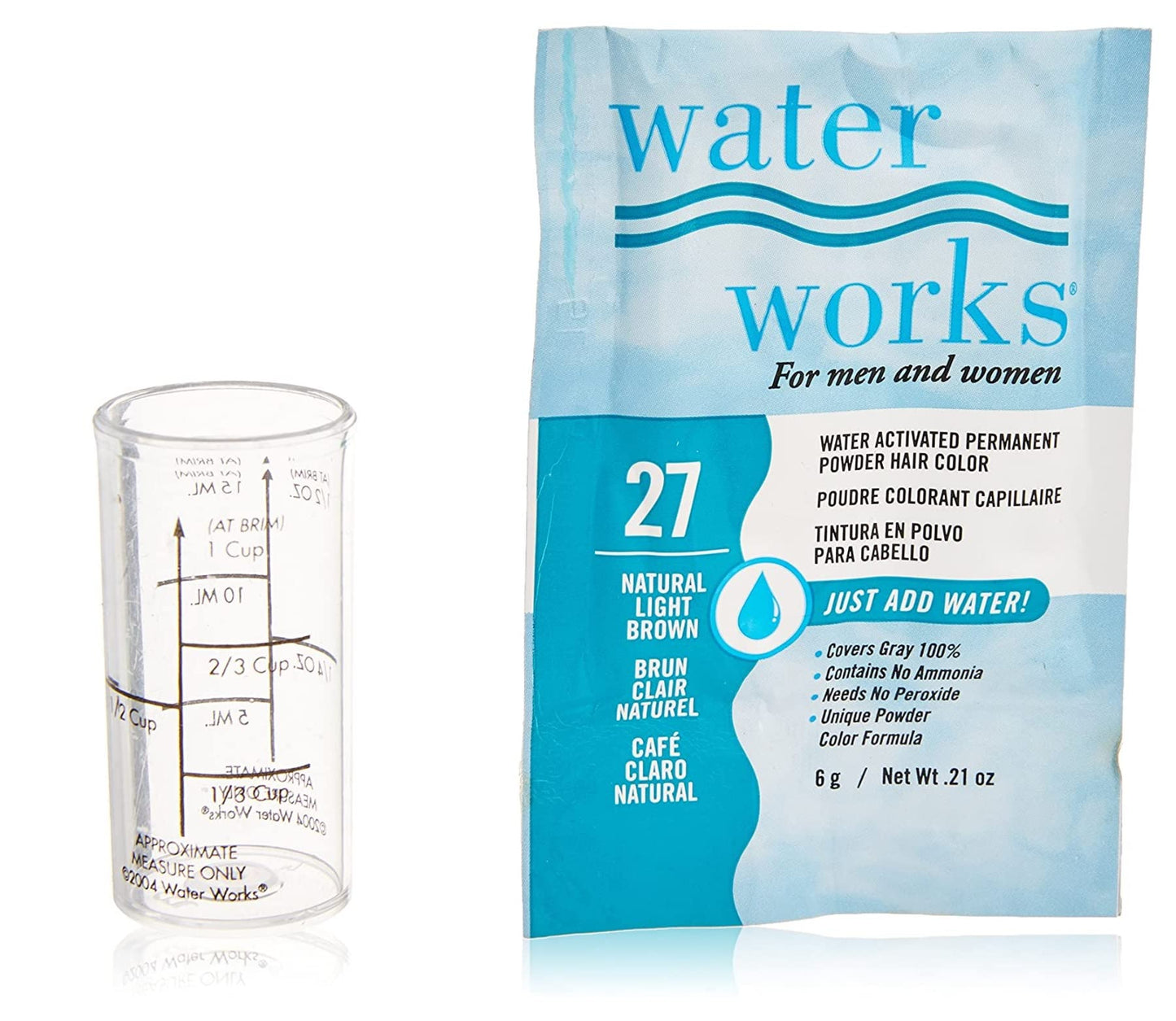 Water Works Permanent Powder Hair Color - #27 Natural Light Brown 0.2 oz. (Pack of 2)
