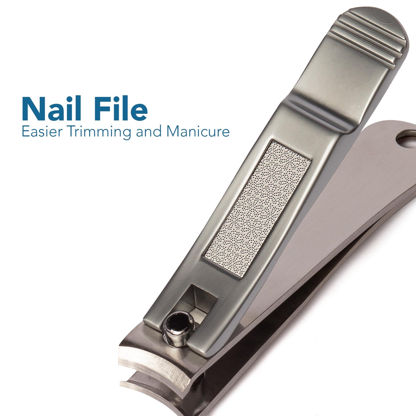 Ultra Sharp Nail Clippers Set - 2 Pack Stainless Steel Fingernail & Toenail Trimmers with Built-in Nail File for Women & Seniors (Silver)