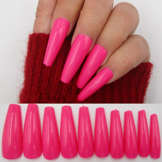 100pc Colored Coffin Press on Nails Long Ballerina False Fake Nail Tips Rose Red Full Cover Manicure Design Acrylic Nails for Women Teen Girls (Rose Beauty & Personal Care Lifextol