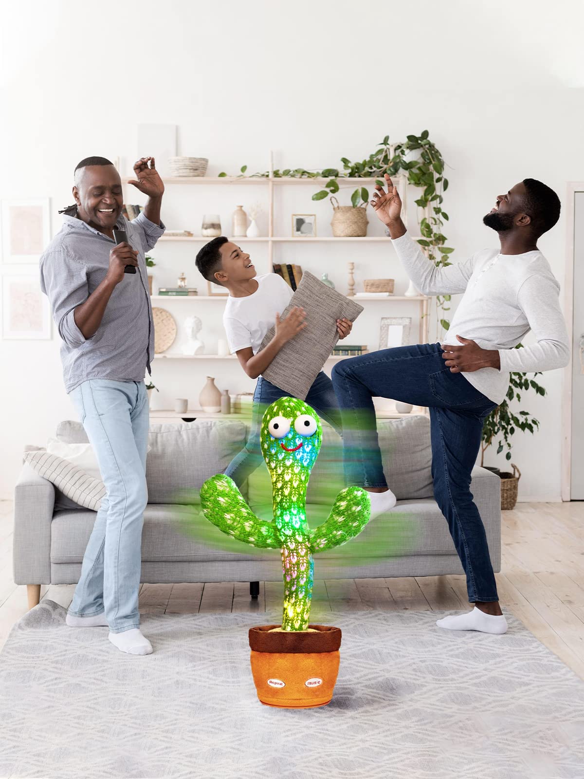 Keculf Talking Cactus Toy with LED 120 English Songs, Singing Cactus Dancing Musical Toy, Tummy Time Toys Baby Mimicking Repeats What You Say (Audio…