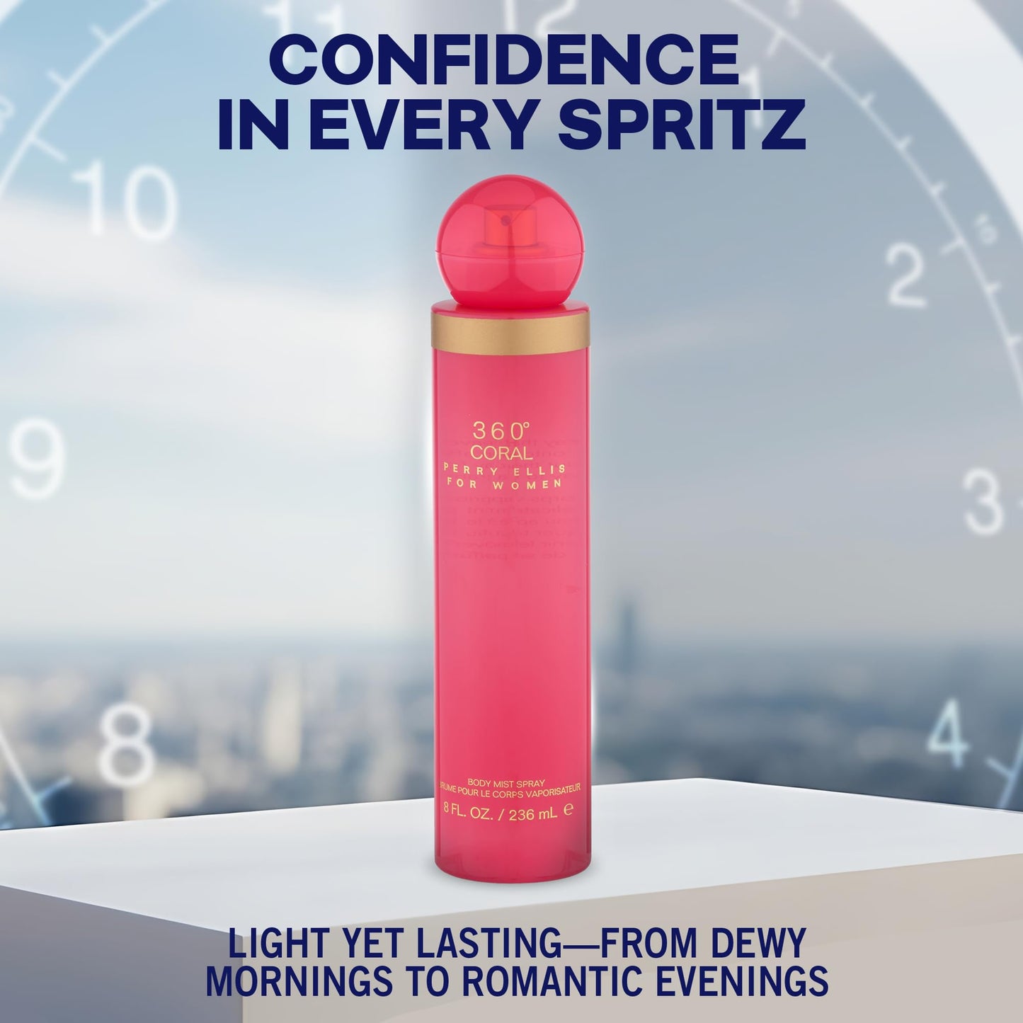 Perry Ellis 360° Coral Body Mist Spray for Women - Perfume for Women, Floral & Fruity Fragrance, EDT, Designer Scent for Her, Long Lasting - 8 fl oz