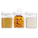 Felli Flip Tite Storage Container with Built-In Spoon & Airtight Lid 5” Large-M Ring Flip Top, Stackable Acrylic Canister for Rice Sugar Flour…