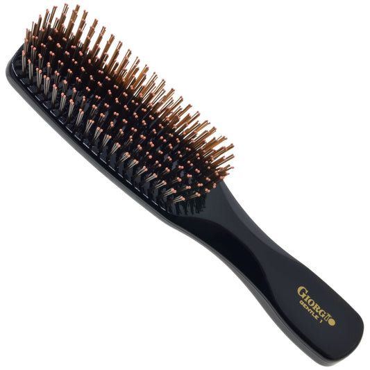 Giorgio GIO1BLK Black Gentle Touch Detangler Hair Brush for Men Women and Kids. Soft Bristles for Sensitive Scalp. Wet and Dry for all Hair Types.