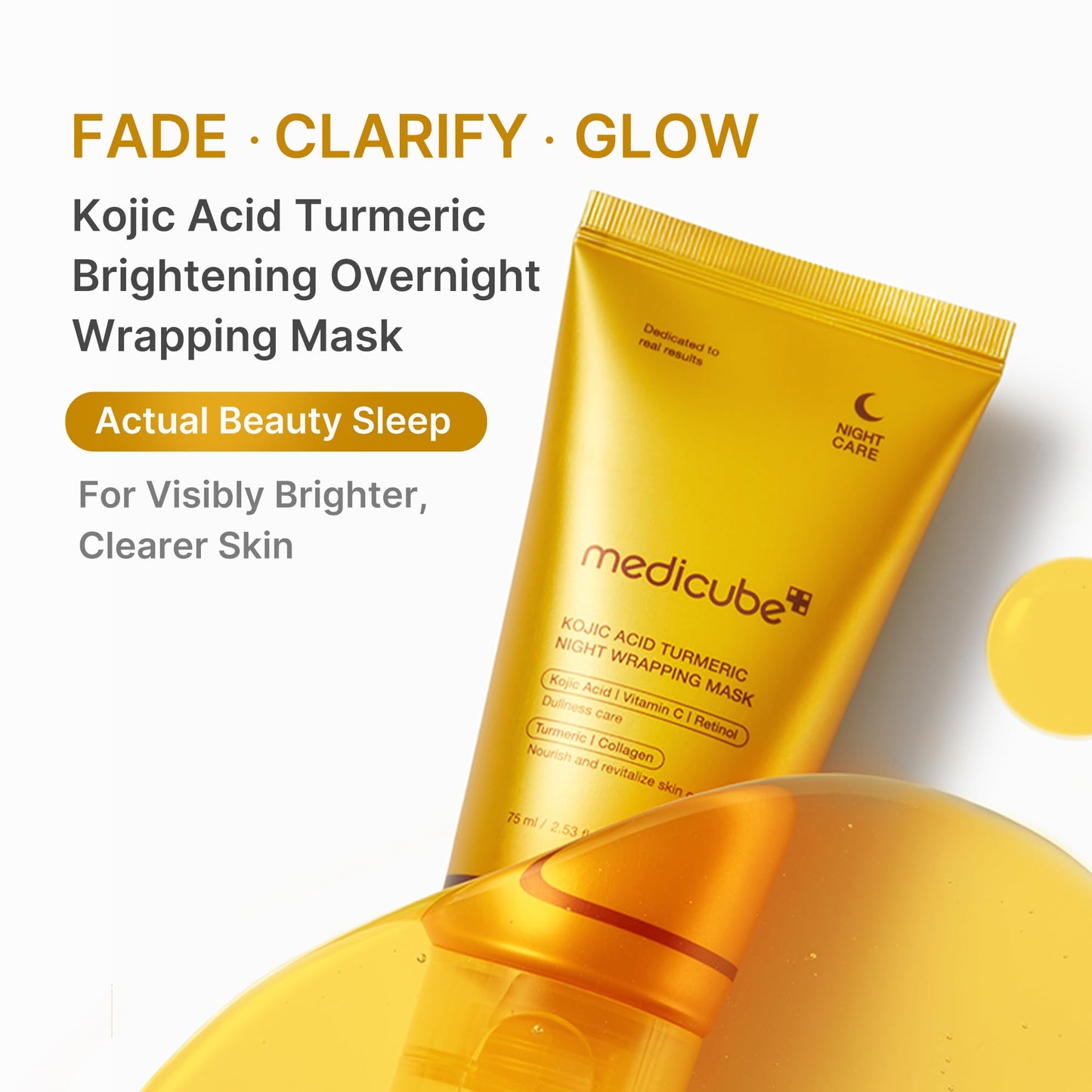 medicube Wrapping Mask Kojic Acid, Turmeric, Vitamin C Overnight Peel Off Facial Mask | Brighten & Defends Against Skin Stress for a Clear, Glowing Beauty and Personal Care medicube