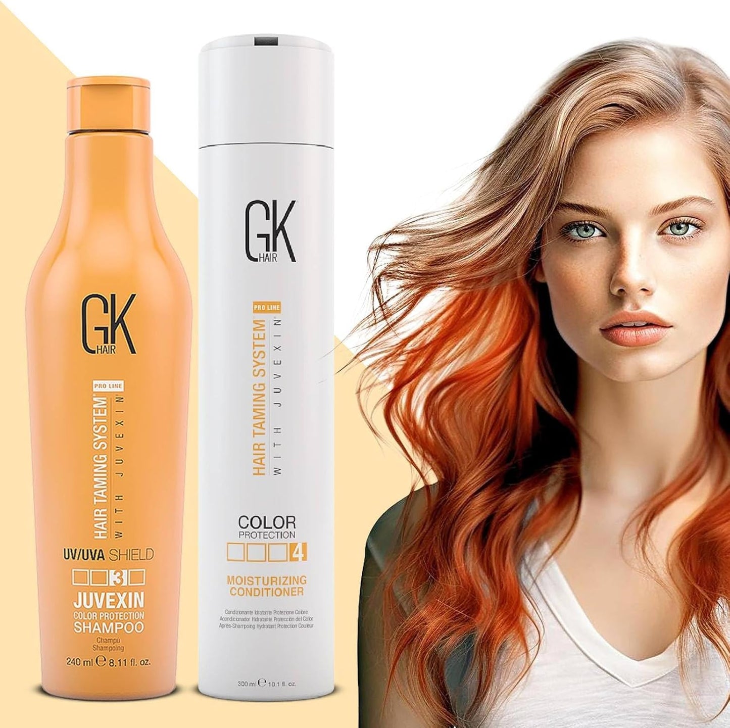 GK HAIR Color Shield Shampoo and Moisturizing Conditioner Kit with no Paraben and Sulfate for Environmentally Stressed Heat Damaged and Color Treated
