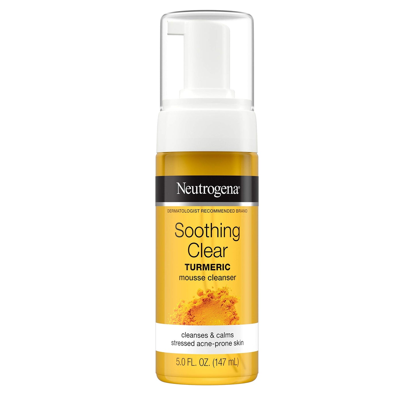 Neutrogena Soothing Clear Calming Mousse Facial Cleanser with Soothing & Calming Turmeric, Gentle Face Wash for Acne-Prone Skin, Paraben-Free