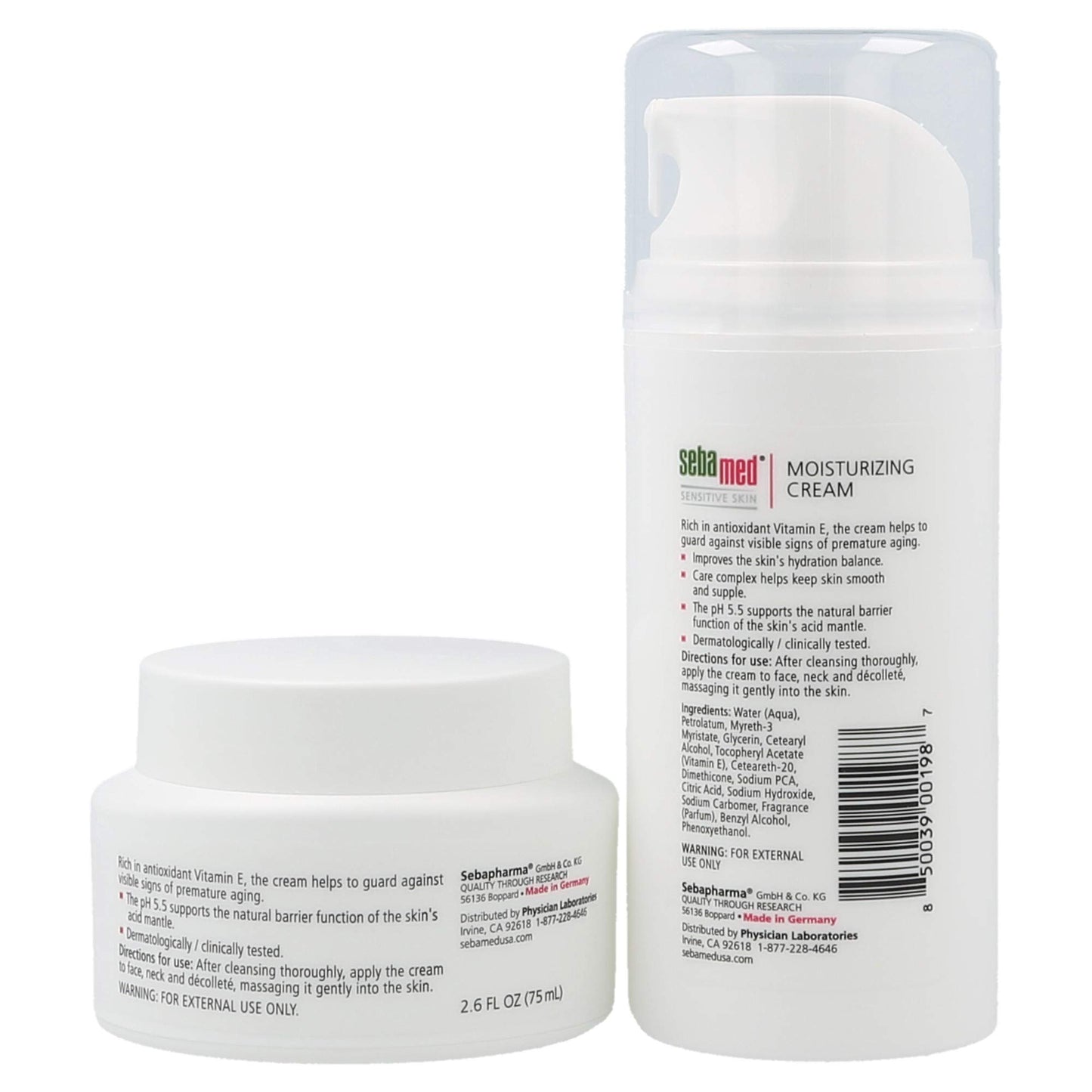 SEBAMED Moisturizing Face Cream 2.6 Fluid Ounces (75mL) and Moisturizing Face Cream with Pump 3.4 Fluid Ounces (100mL) Vitamin E pH 5.5 Dermatologist