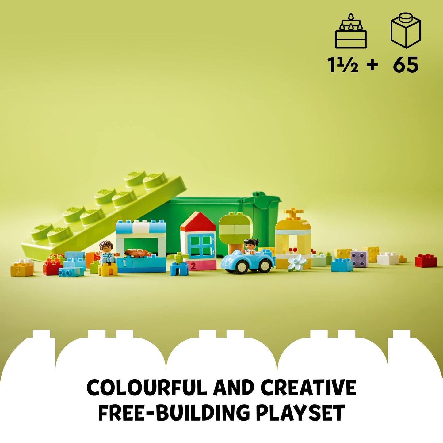 LEGO DUPLO Classic Brick Box 10913, Toddler Building Set with Storage, Car & Number Bricks, Fun Learning Playset Gift for Boys & Girls 18+ Months